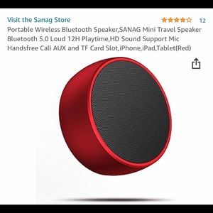 New portable mini red Bluetooth 5.0 speaker by Sanag.